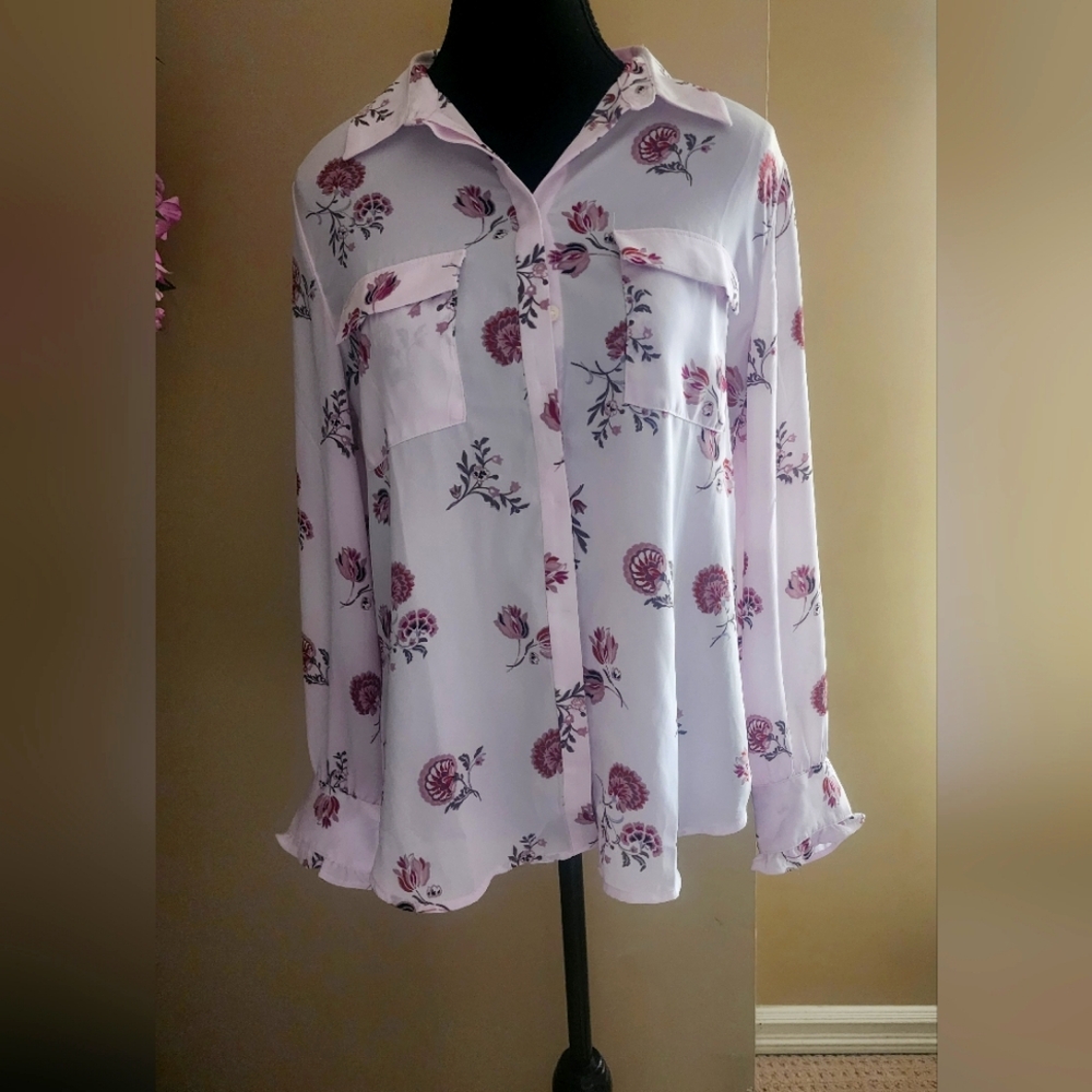 LOFT Floral Blouse Medium Petite